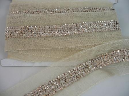 Sequined Net Trim - Champagne